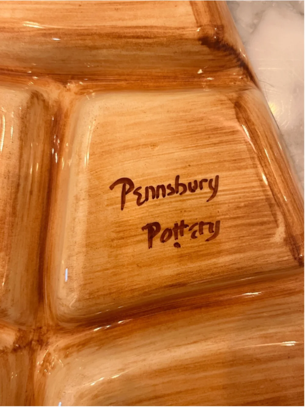 Vintage Pennsbury Pottery Christmas Tree Divided Relish Tray Holly Serving Dish